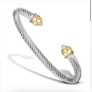 Cape Cod Heavy Twist Cuff Bracelet - 14K Gold and Sterling Silver.
